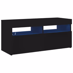 vidaXL Mobile Porta TV con Luci LED Nero 90x35x40 cm - Vista aggiuntiva 2
