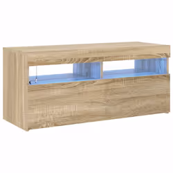 vidaXL Mobile Porta TV con Luci LED Rovere Sonoma 90x35x40 cm - Vista aggiuntiva 2