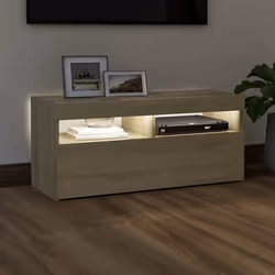 vidaXL Mobile Porta TV con Luci LED Rovere Sonoma 90x35x40 cm - Vista aggiuntiva 3