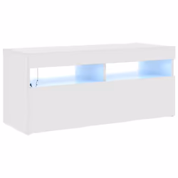 vidaXL Mobile Porta TV con Luci LED Bianco Lucido 90x35x40 cm - Vista aggiuntiva 2