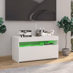 vidaXL Mobile Porta TV con Luci LED Bianco 75x35x40 cm - Vista aggiuntiva 3