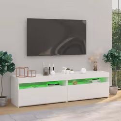 vidaXL Mobili Porta TV con Luci LED 2 pz Bianco 75x35x40 cm - Vista aggiuntiva 3