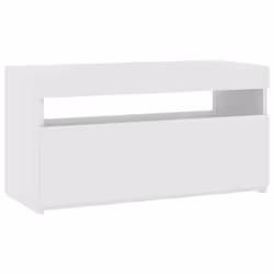 vidaXL Mobile Porta TV con Luci LED Bianco Lucido 75x35x40 cm - Vista aggiuntiva 2