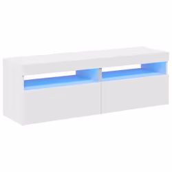 vidaXL Mobili Porta TV con Luci LED 2 pz Bianchi 60x35x40 cm - Vista aggiuntiva 2