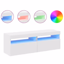 vidaXL Mobili Porta TV con Luci LED 2 pz Bianchi 60x35x40 cm - Vista aggiuntiva 3