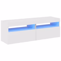 vidaXL Mobili Porta TV con Luci LED 2 pz Bianco Lucido 60x35x40 cm - Vista aggiuntiva 2