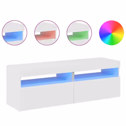 vidaXL Mobili Porta TV con Luci LED 2 pz Bianco Lucido 60x35x40 cm - Vista aggiuntiva 3