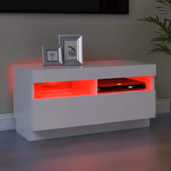 vidaXL Mobile Porta TV con Luci LED Bianco 80x35x40 cm - Vista aggiuntiva 3