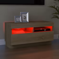 vidaXL Mobile Porta TV con Luci LED Rovere Sonoma 80x35x40 cm - Vista aggiuntiva 3
