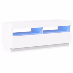 vidaXL Mobile Porta TV con Luci LED Bianco Lucido 100x35x40 cm - Vista aggiuntiva 2