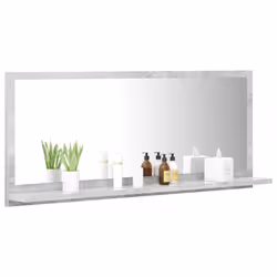 Specchio da Bagno Grigio Cemento 90x10,5x37cm Legno Multistratocod mxl 105645 - Vista aggiuntiva 3