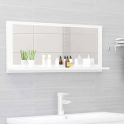 vidaXL Specchio da Bagno Bianco Lucido 90x10,5x37 cm Legno Multistrato