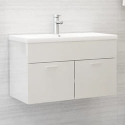Mobile Sottolavabo, Armadietto da Bagno Sotto Lavello Bianco Lucido 80x38, 5x46 cm in Truciolato Vidaxl