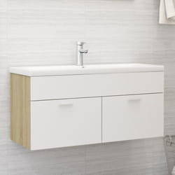 Mobile Lavabo Bianco e Rovere Sonoma 100x38,5x46cm Multistrato Vidaxl
