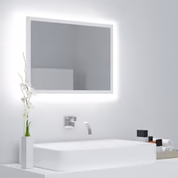 Aggiungete un tocco di bellezza al vostro bagno con questo specchio con LED, che aggiunge uno stile contemporaneo a qualsiasi ...