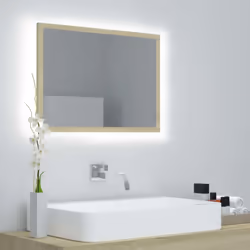 Aggiungete un tocco di bellezza al vostro bagno con questo specchio con LED, che aggiunge uno stile contemporaneo a qualsiasi ...