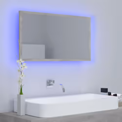 vidaXL Specchio da Bagno a LED Grigio 80x8,5x37 cm in Acrilico - Vista aggiuntiva 3
