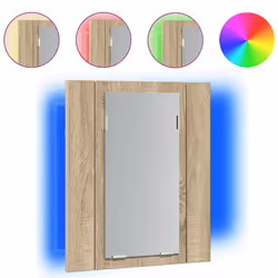 vidaXL Armadietto a Specchio con Luci LED Rovere Sonoma in Acrilico - Vista aggiuntiva 2