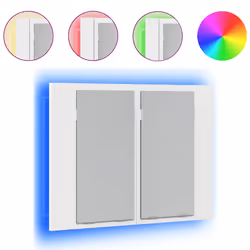 vidaXL Armadietto a Specchio con Luci LED Bianco 60x12x45 in Acrilico - Vista aggiuntiva 2
