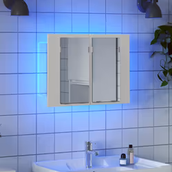 vidaXL Armadietto a Specchio con Luci LED Bianco 60x12x45 in Acrilico - Vista aggiuntiva 3