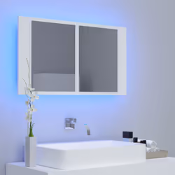 Armadietto a Specchio con Luci LED Bianco 80x12x45 in Acrilicocod mxl 79883 - Vista aggiuntiva 3