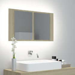 Armadietto a Specchio con Luci LED Rovere Sonoma in Acrilico vidaXL 7048