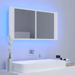 Armadietto a Specchio con Luci LED Bianco 90x12x45 in Acrilicocod mxl 70733 - Vista aggiuntiva 3