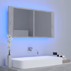 Armadietto a Specchio con Luci LED Grigio Cemento in Acrilicocod mxl 121152 - Vista aggiuntiva 3