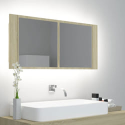 Armadietto a Specchio con Luci led Rovere Sonoma in Acrilico Vidaxl 499257
