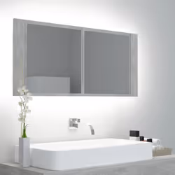 Aggiungete un tocco di bellezza al vostro bagno con questo armadietto con specchio con LED, che aggiunge uno stile contempora ...