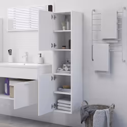 vidaXL Mobile da Bagno Bianco 30x30x130 cm in Legno Multistrato - Vista aggiuntiva 3