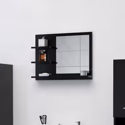 Specchio da Bagno Nero 60x10,5x45 cm in Legno Multistratocod mxl 106133