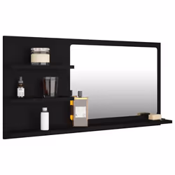 Specchio da Bagno Nero 90x10,5x45 cm in Legno Multistratocod mxl 130106