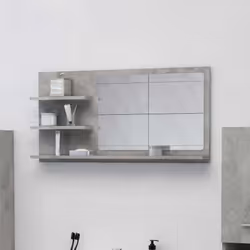 Specchio da Bagno Grigio Cemento 90x10,5x45cm Legno Multistratocod mxl 82221