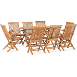 Set da Pranzo da Giardino 9 pz Pieghevole in Massello di Teak Vidaxl