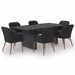 vidaXL Set da Pranzo da Giardino 7 pz in Polyrattan Nero - Vista aggiuntiva 2