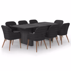 vidaXL Set da Pranzo da Giardino 9 pz in Polyrattan Nero - Vista aggiuntiva 2