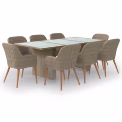 vidaXL Set da Pranzo da Giardino 9 pz in Polyrattan Marrone - Vista aggiuntiva 2