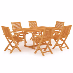 vidaXL Set da Pranzo da Giardino 7 pz in Legno Massello di Teak - Vista aggiuntiva 2