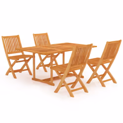 vidaXL Set da Pranzo da Giardino 5 pz in Legno Massello di Teak - Vista aggiuntiva 2
