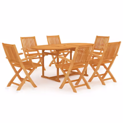 vidaXL Set da Pranzo da Giardino 7 pz in Legno Massello di Teak - Vista aggiuntiva 2