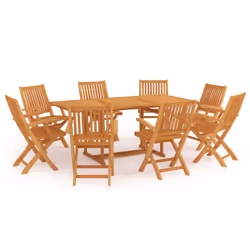 vidaXL Set da Pranzo da Giardino 9 pz in Legno Massello di Teak - Vista aggiuntiva 2