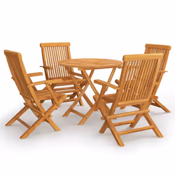 vidaXL Set da Pranzo da Giardino 5 pz in Legno Massello di Teak - Vista aggiuntiva 2