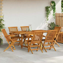 vidaXL Set da Pranzo da Giardino 7 pz in Legno Massello di Teak