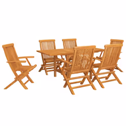vidaXL Set da Pranzo da Giardino 7 pz in Legno Massello di Teak - Vista aggiuntiva 2