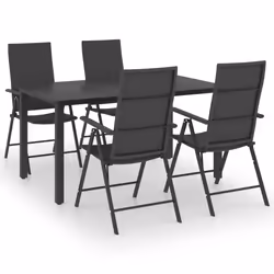 vidaXL Set da Pranzo da Giardino 5 pz Nero - Vista aggiuntiva 2