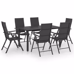 vidaXL Set da Pranzo da Giardino 7 pz Nero - Vista aggiuntiva 2