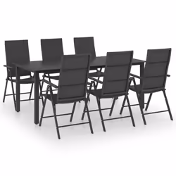 vidaXL Set da Pranzo da Giardino 7 pz Nero - Vista aggiuntiva 2
