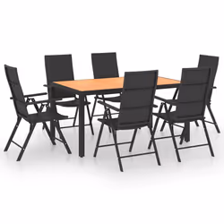 Set da Pranzo da Giardino 7 pz Nero e Marronecod mxl 96468 - Vista aggiuntiva 2