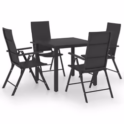 Set da Pranzo da Giardino 5 pz Nero cod mxl 120407 - Vista aggiuntiva 2